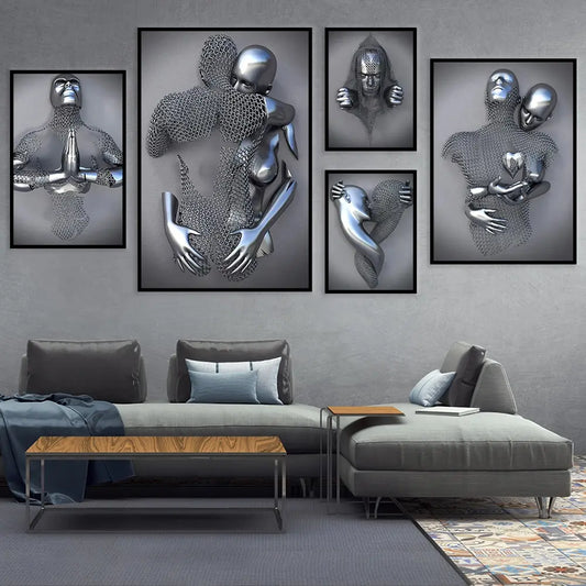 Futuristic Desire – Abstract Metal Robot Canvas