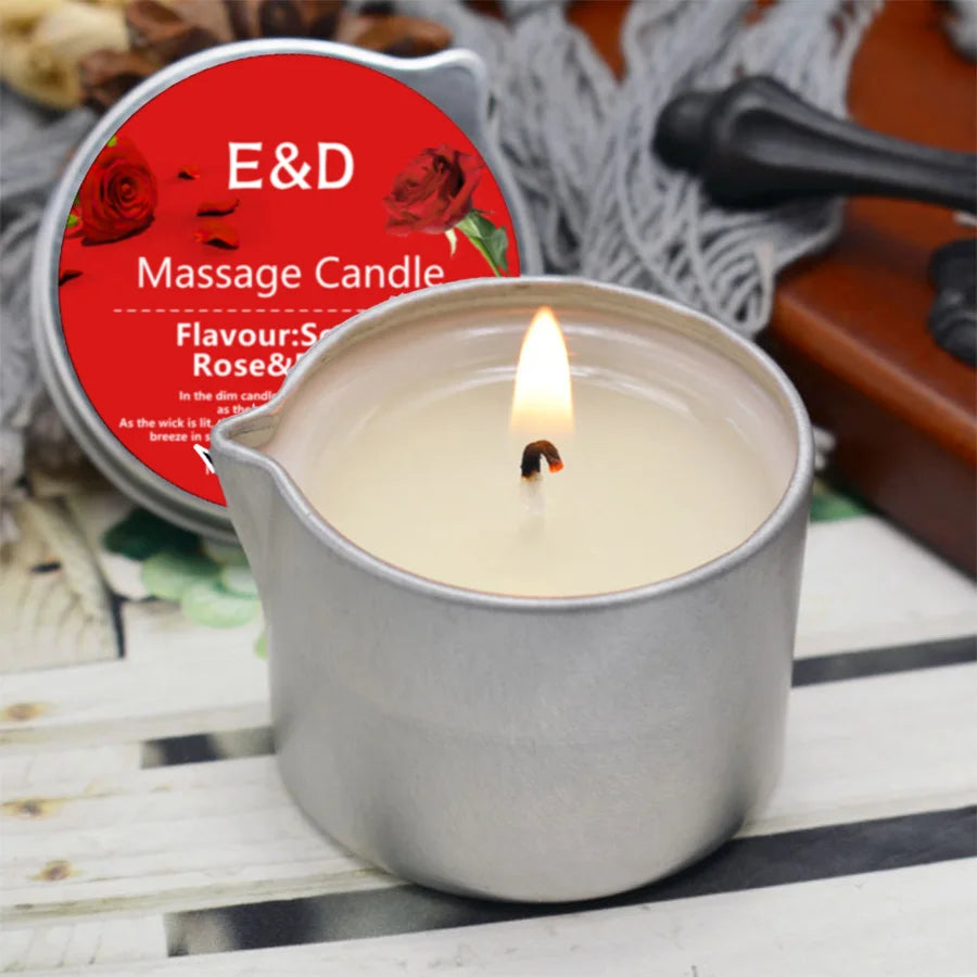Rose-Scented Massage Oil Candle – 2oz Aromatherapy Body Oil Candle for Pure Relaxation & Home Spa