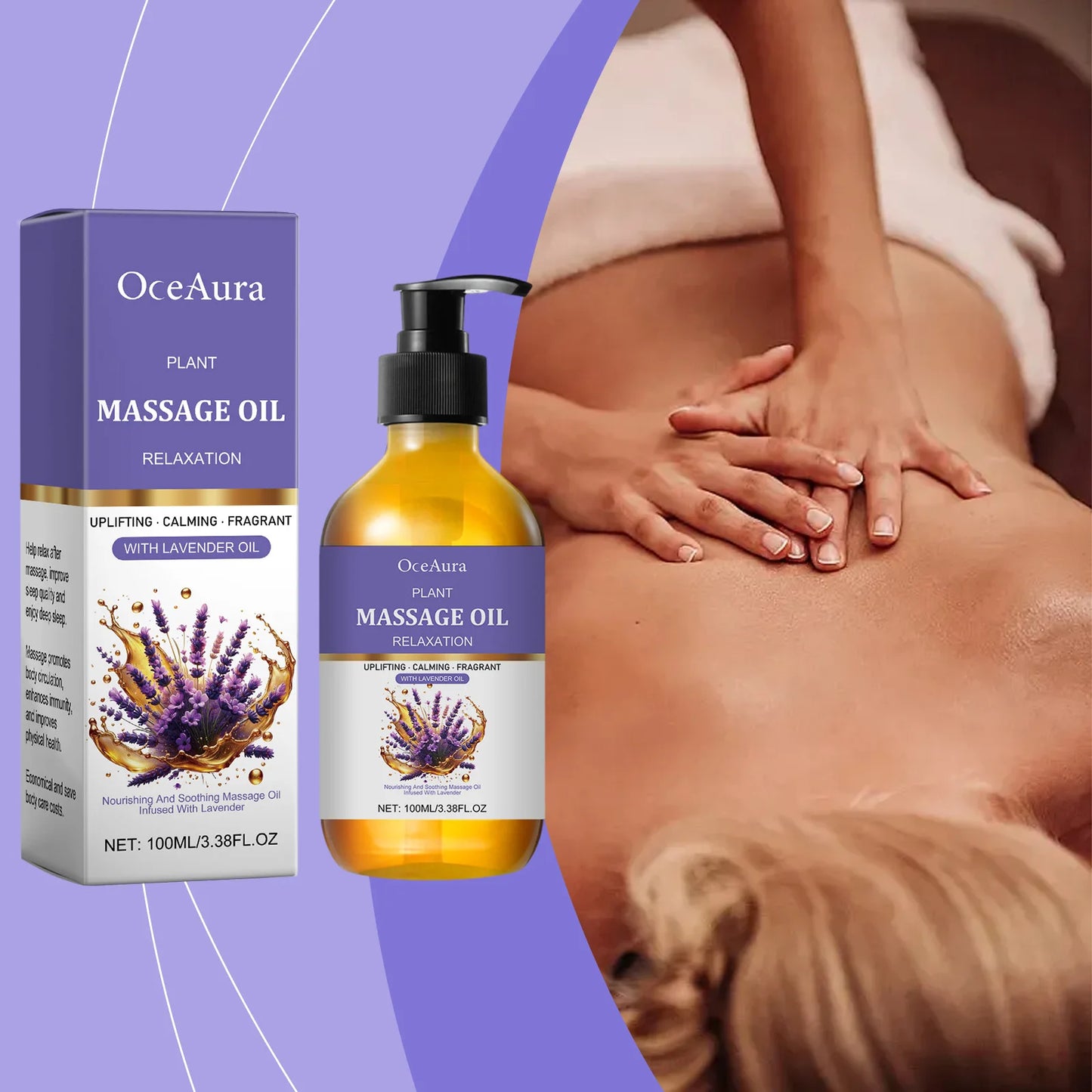 Lavender Relaxing Massage Oil – Moisturizing Body Oil for Stress Relief, Muscle Relaxation & Better Sleep | Aromatherapy Fragrance Oil