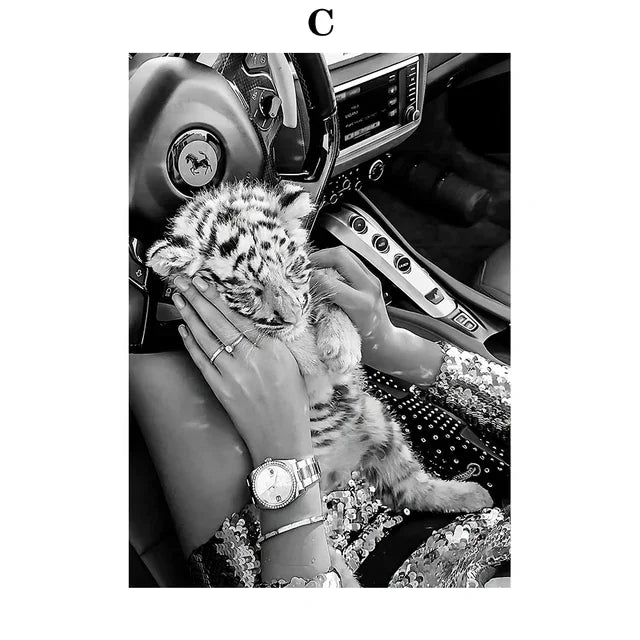 Champagne Elegance – Black & White Beauty Art