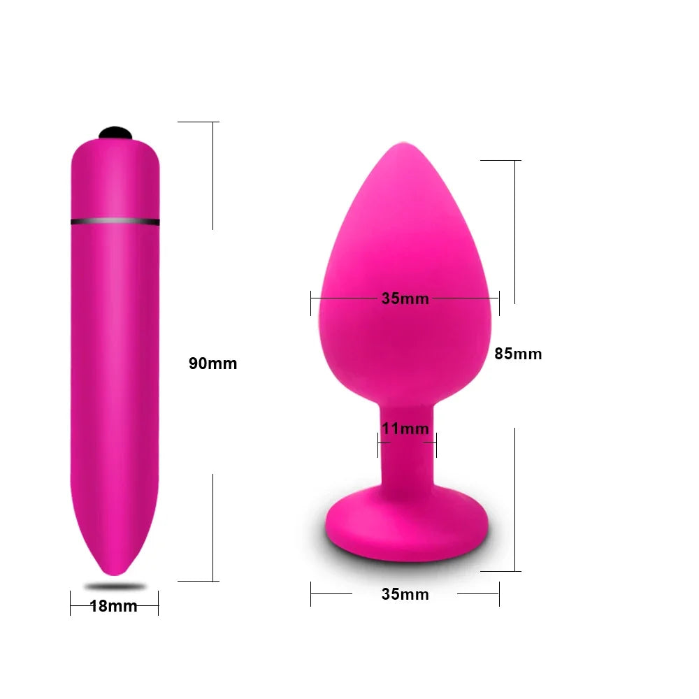 PulsePlug Silicone Anal Vibrator Set – Unisex Bullet-Style Butt Plugs