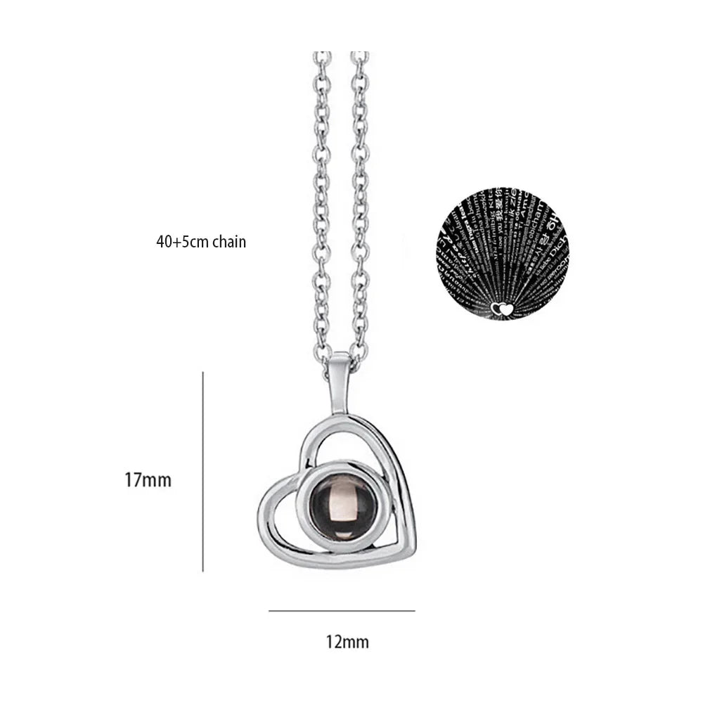 “I Love You in 100 Languages” Heart Pendant Necklace