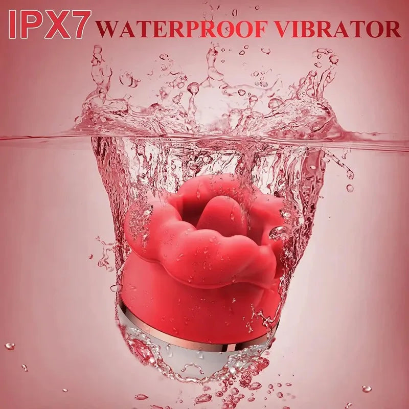 Rose & Red Lips Tongue Vibrator – Clitoral & G-Spot Licking Stimulator for Women – Erotic Lick Massager for Intense Female Pleasure