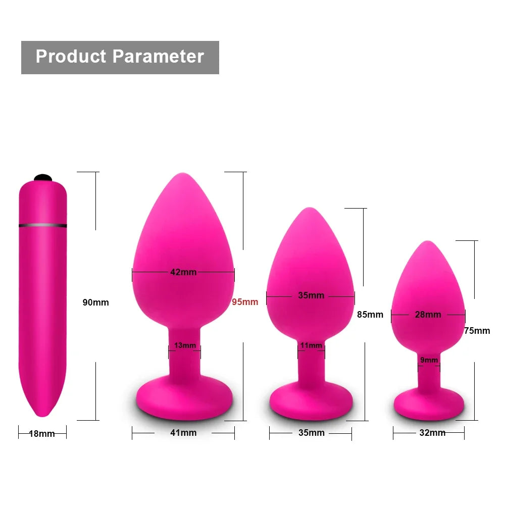 PulsePlug Silicone Anal Vibrator Set – Unisex Bullet-Style Butt Plugs