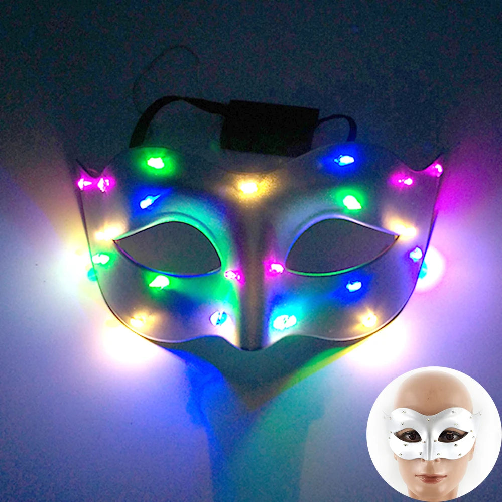 Glow-in-the-Dark Halloween Mask – Neon Luminous Half-Face Masque for Cosplay & Costume Parties