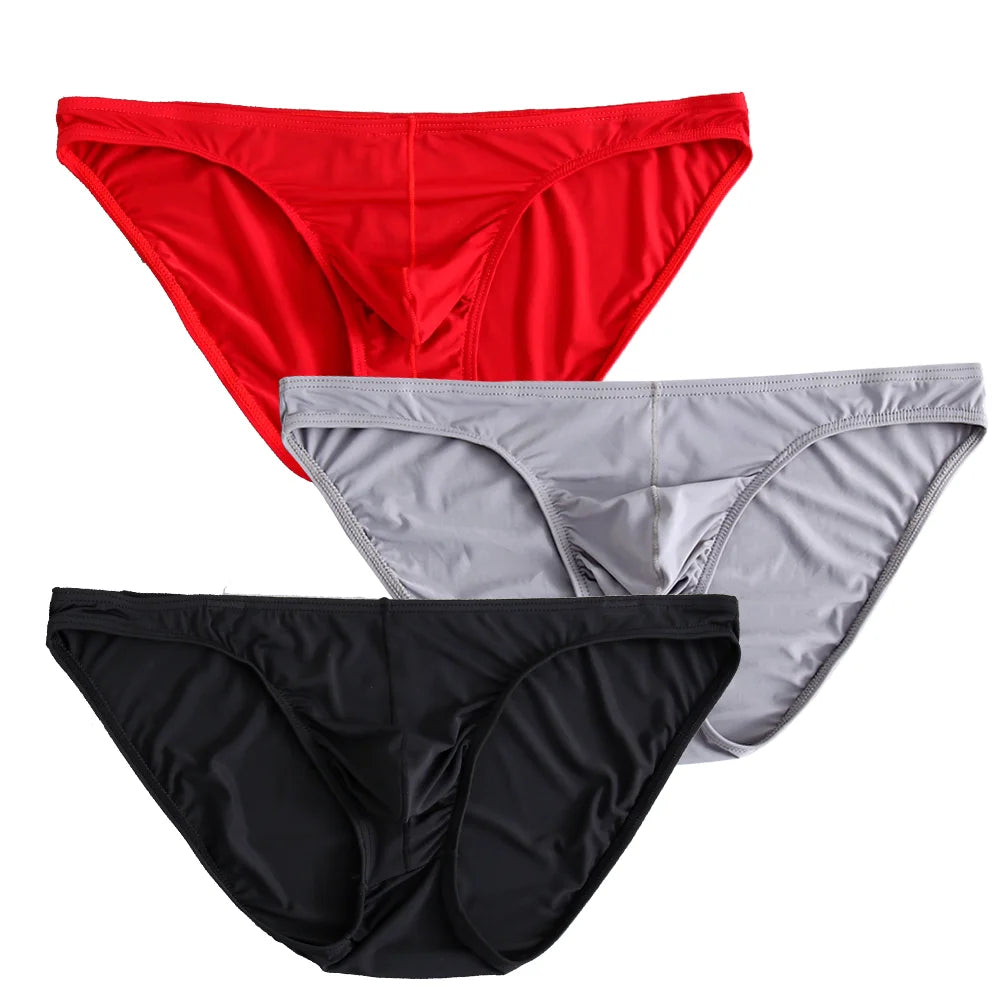 3-Piece Men’s Nylon Briefs – Bulge Pouch Underwear, Breathable & Sexy
