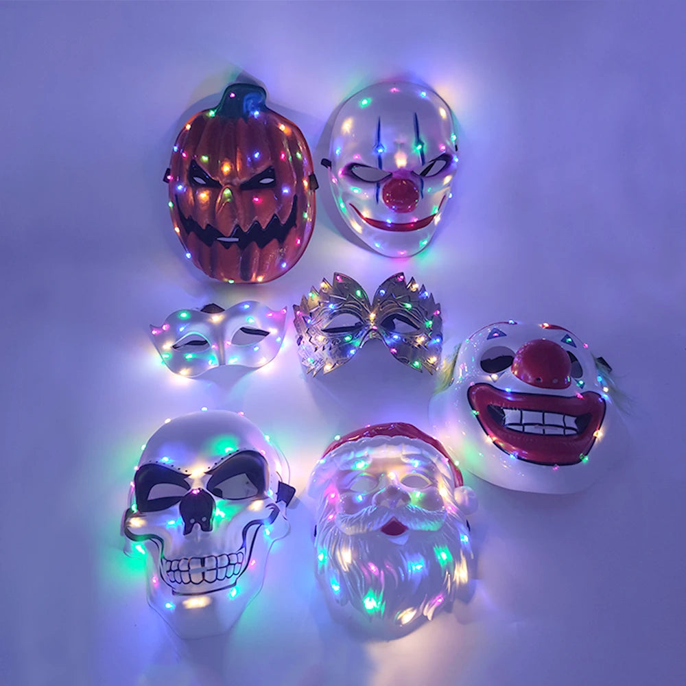 Glow-in-the-Dark Halloween Mask – Neon Luminous Half-Face Masque for Cosplay & Costume Parties