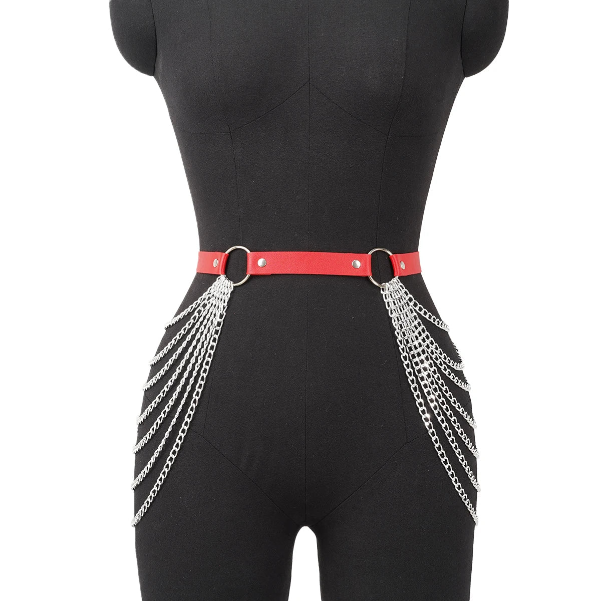 Women’s Sexy Leather Leg Chain Harness – Garter Belt Waist Corset with Thigh Straps & Gothic Accents