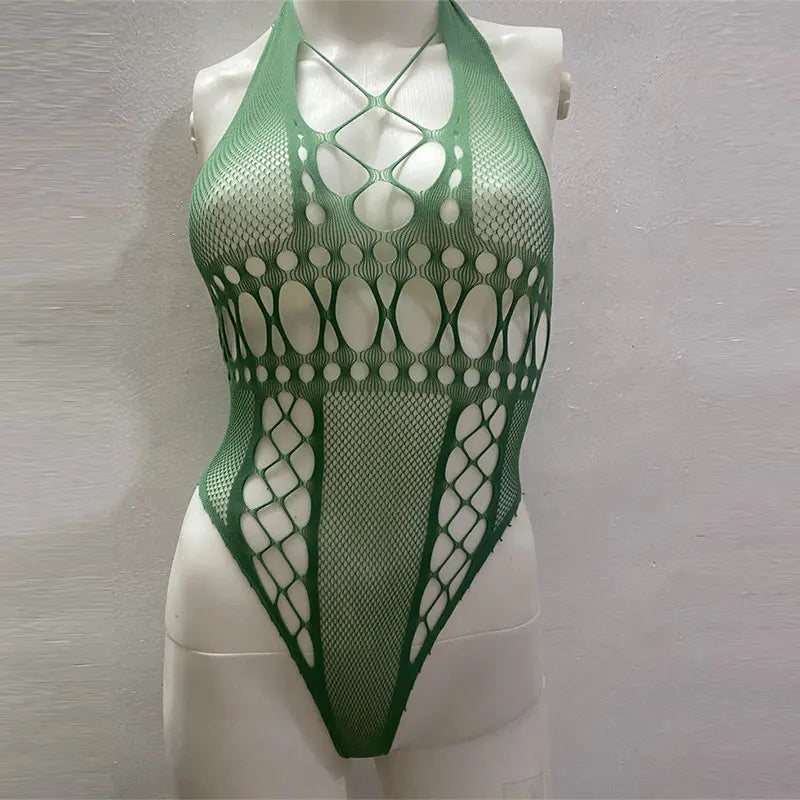 Breathable Lace Mesh Bodysuit – Open Back Summer One-Piece for Women