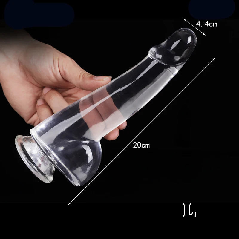 CrystalClimax Transparent Realistic Dildo – Suction, Strap-On Ready & 4 Sizes of Pure Pleasure