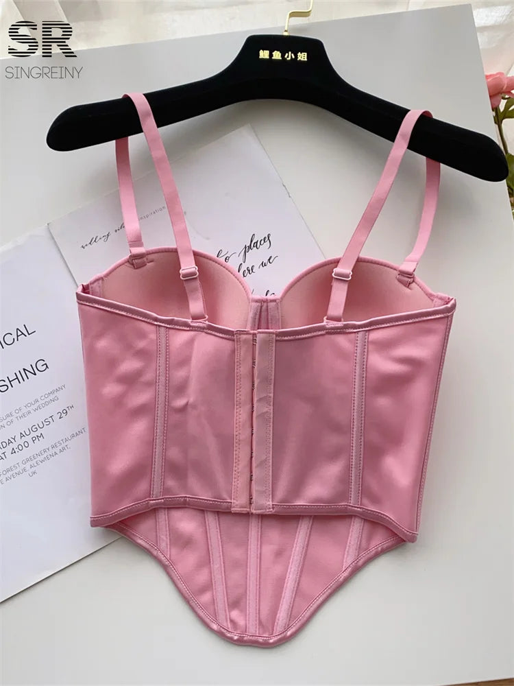 Fashion Sexy Camisole for Women – Slim Fit French-Style Solid Sleeveless Tank Top with Built-In Bra