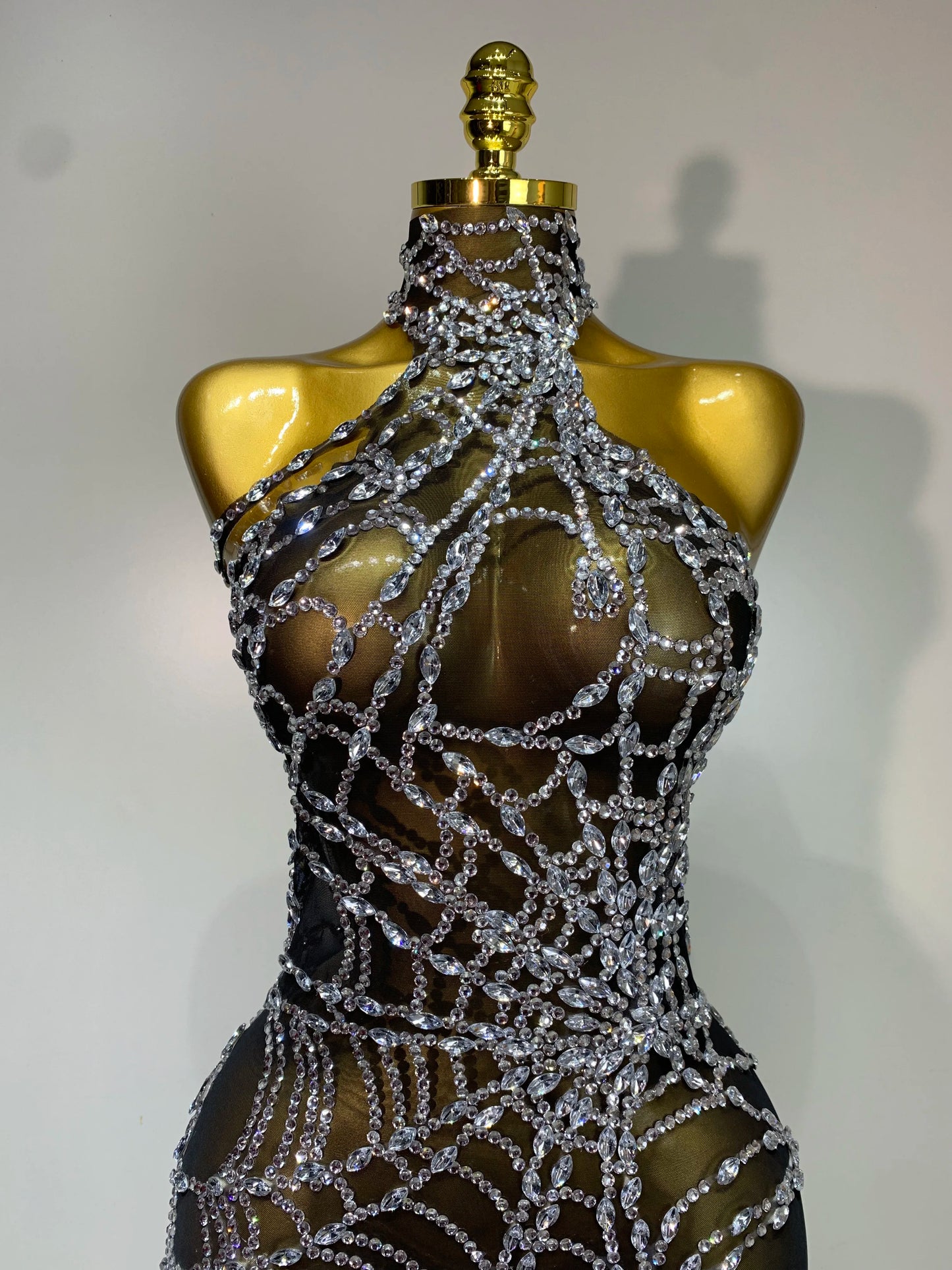 Sparkly Mesh Diamond Jumpsuit for Women – Sexy See-Through Clubwear, Go-Go Dancer & Drag Queen Stage Costume