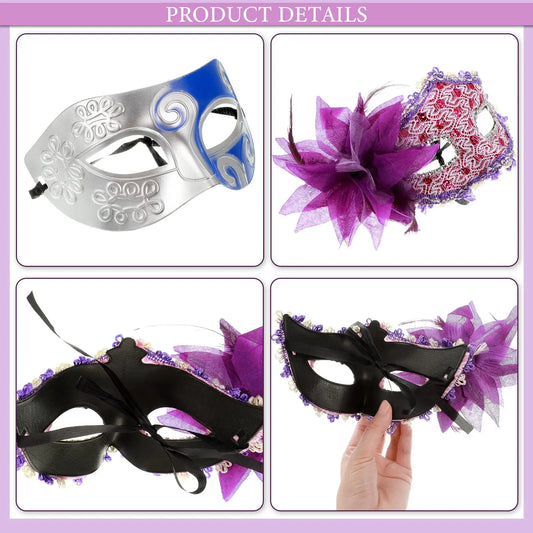 A Set of 32 or 16 Elegant Masquerade Masks – Venetian, Mardi Gras & Carnival Half-Face Masks in 8 Stunning Colours