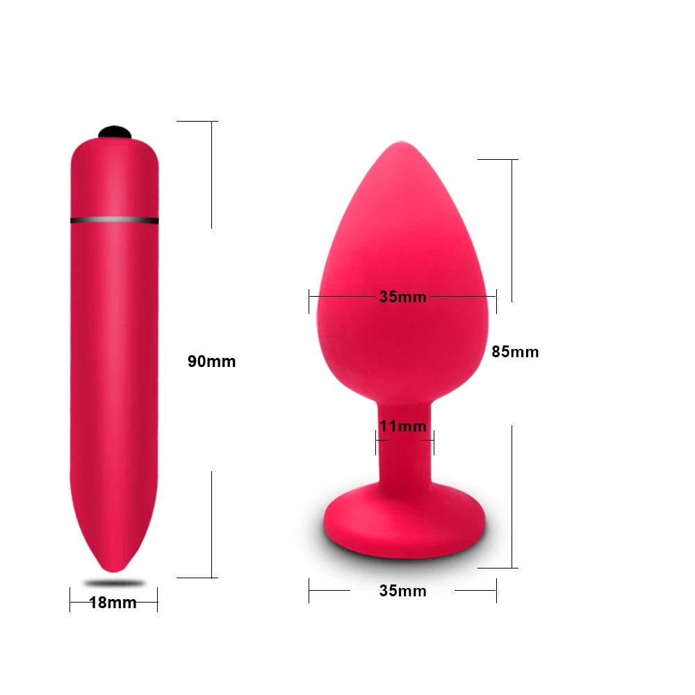 PulsePlug Silicone Anal Vibrator Set – Unisex Bullet-Style Butt Plugs
