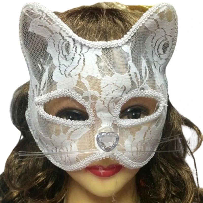 Sexy Lace Cat Mask for Women – Elegant Masquerade Animal Mask for Adults, Cosplay & Halloween Fantasy