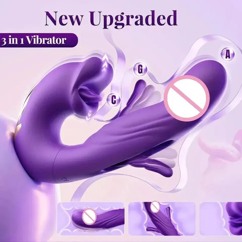LuxeLick 5-in-1 Tongue Vibrator – Clit, Nipple, G-Spot & Anal Pleasure Toy