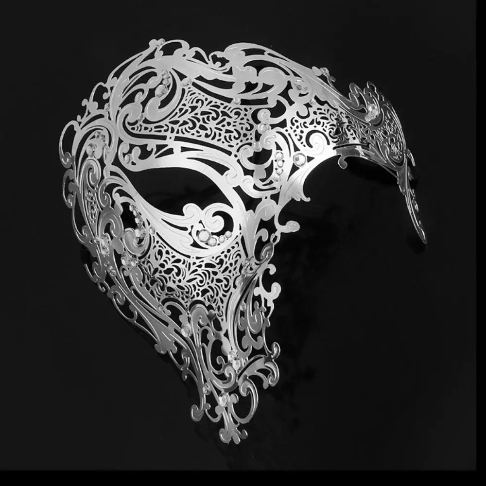 Black & Gold Skull Metal Mask – Rhinestone-Embellished Venetian Masquerade Half-Face Mask for Men & Women