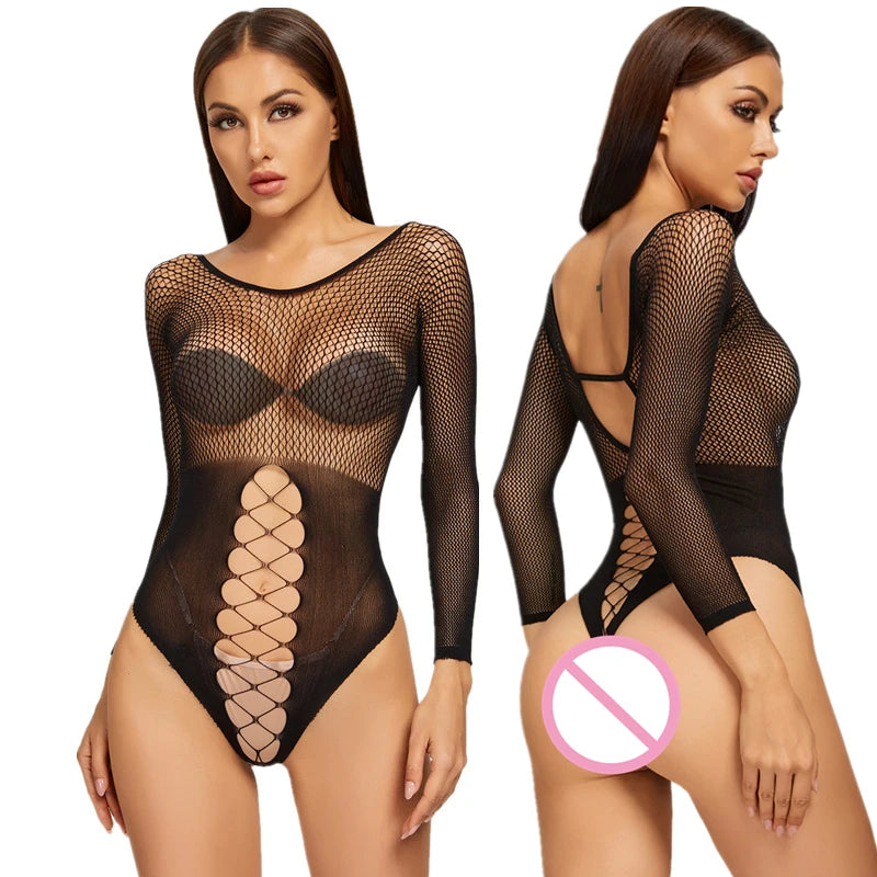 Sexy White Mesh Bodysuit – Fishnet Transparent Club & Beachwear