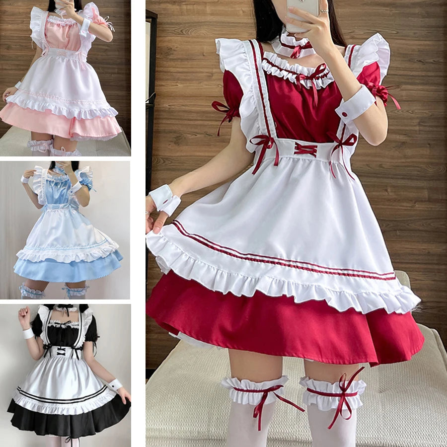 Cute Lolita Maid Costume – Cafe Waitress Cosplay Dress for Women & Girls Roleplay Outfit in Colours