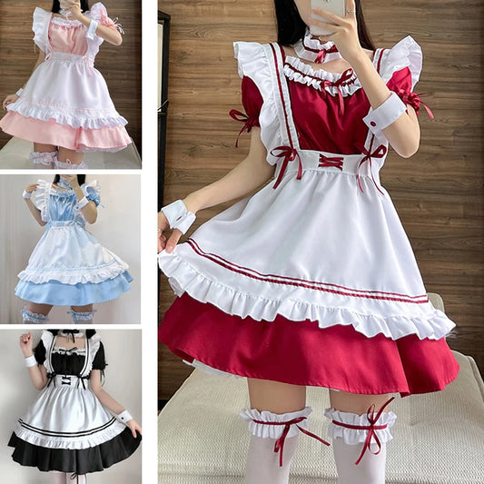 Cute Lolita Maid Costume – Cafe Waitress Cosplay Dress for Women & Girls Roleplay Outfit in Colours