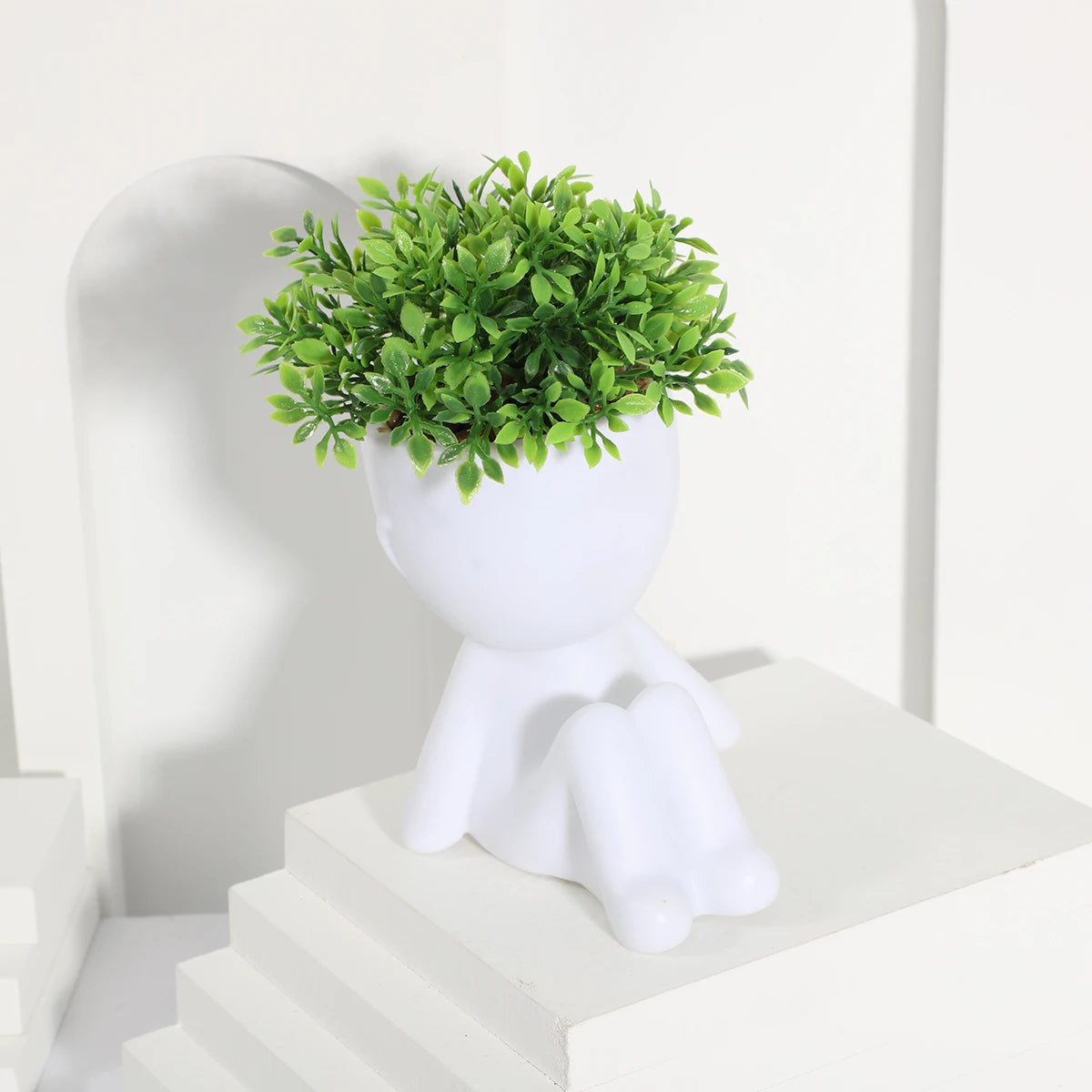 Adorable Eucalyptus Plant in Black & White Character Pot Sexy Boy Girl Pose Mini Planter for Home Decor Present Gift