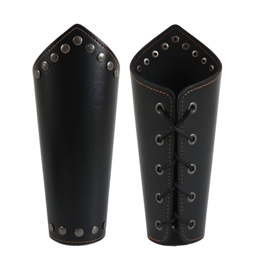 2pcs Medieval Steampunk Viking Knight Bracers – PU Leather Scale Arm Armor for LARP, Cosplay & Theatre