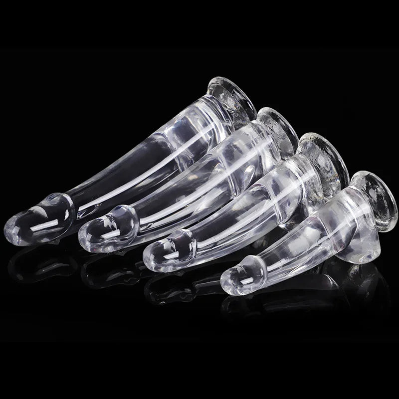 CrystalClimax Transparent Realistic Dildo – Suction, Strap-On Ready & 4 Sizes of Pure Pleasure