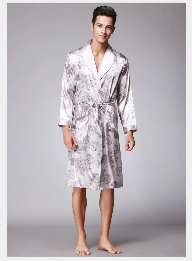 Luxury Comfort – Dragon Print Satin Pijamas for Men