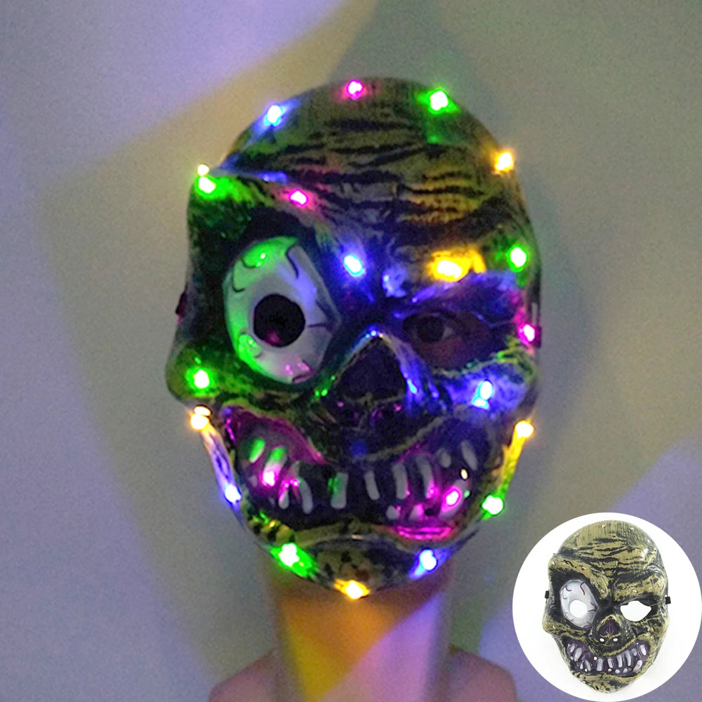Glow-in-the-Dark Halloween Mask – Neon Luminous Half-Face Masque for Cosplay & Costume Parties
