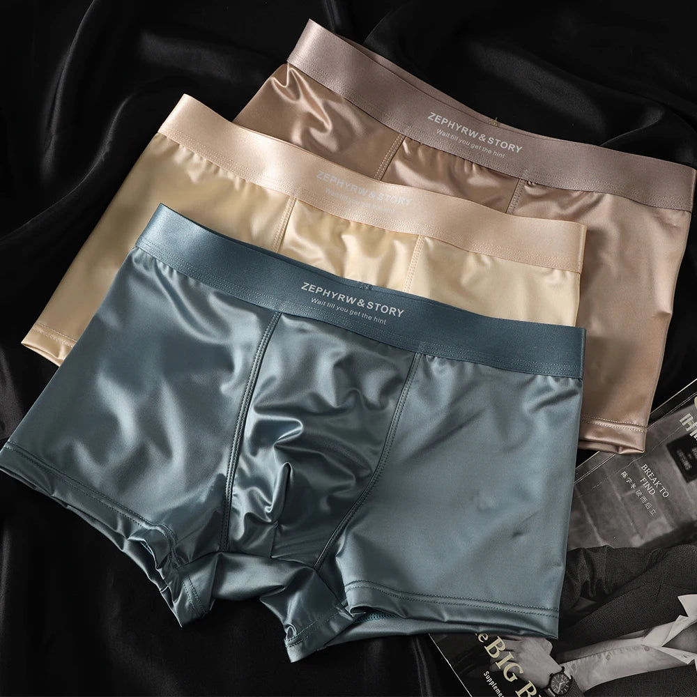 Smooth & Sexy – Luxury Ice Silk Boxer Shorts for Men