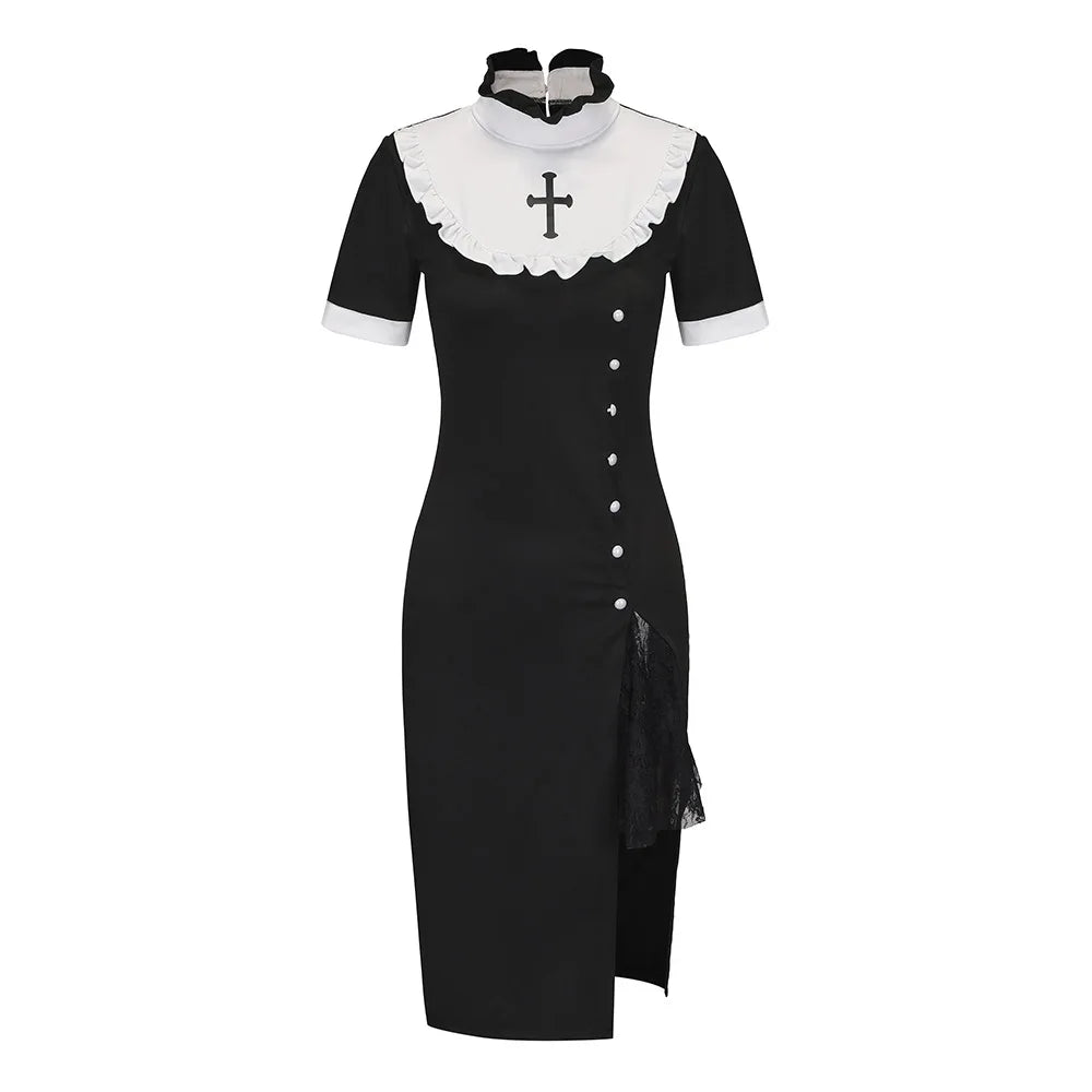 Women's Dark Nun Costume – Stylish Halloween Dress for Cosplay & Themed Parties Sexy Uniform Roleplay