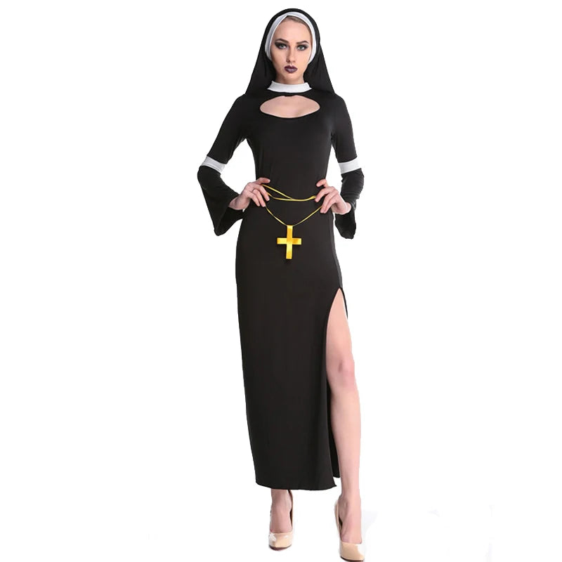 Priest and Nun Habit Costumes – Medieval Couple’s Outfit for Halloween & Parties For Him & Her Cosplay Fancy Party Dress Carnival Halloween Cheeky Roleplay Set
