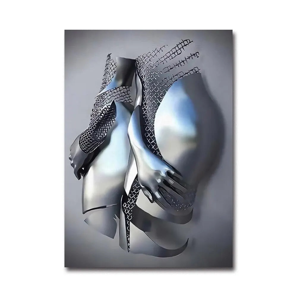 Futuristic Desire – Abstract Metal Robot Canvas