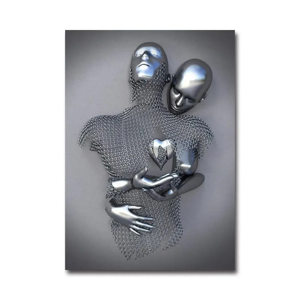 Futuristic Desire – Abstract Metal Robot Canvas
