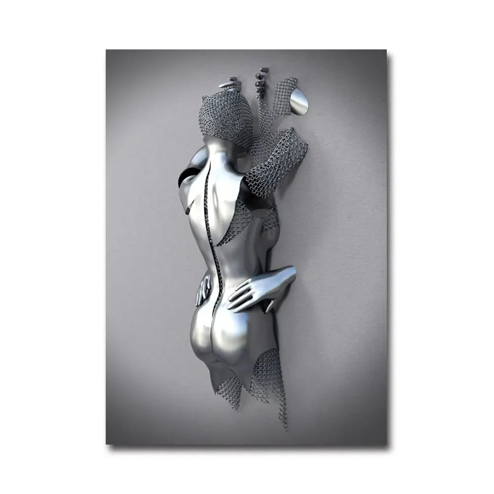 Futuristic Desire – Abstract Metal Robot Canvas