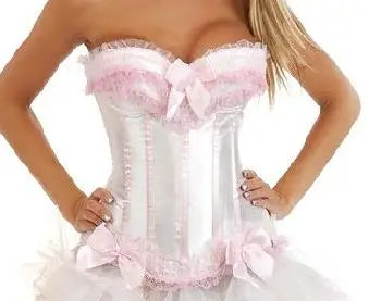 All Size Steampunk Corset – Striped Zip-Up Waist Trainer with Lacing, Sexy Bustier for Dance Parties & Costumes