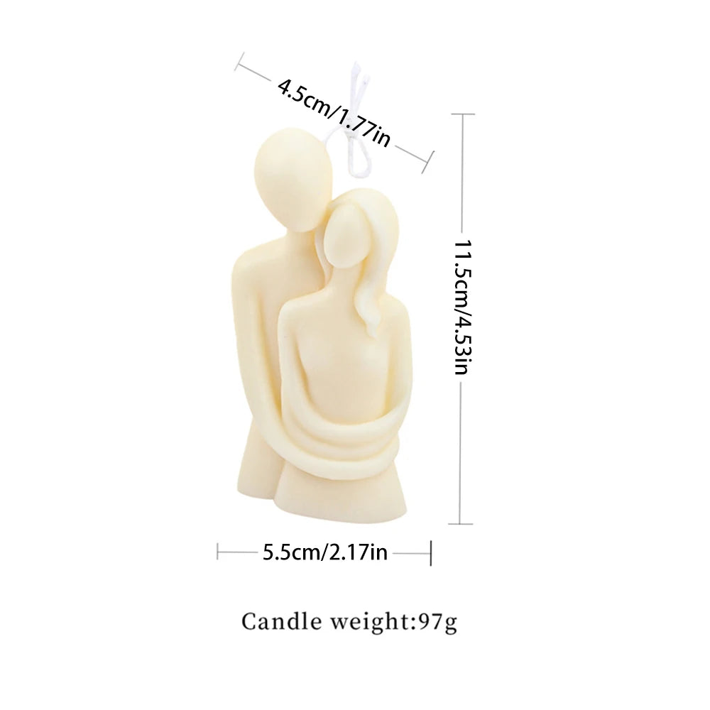 Abstract Couple Hugging Soy Wax Candle – Aromatherapy Scented Decorative Candle for Home, Weddings & Gifts