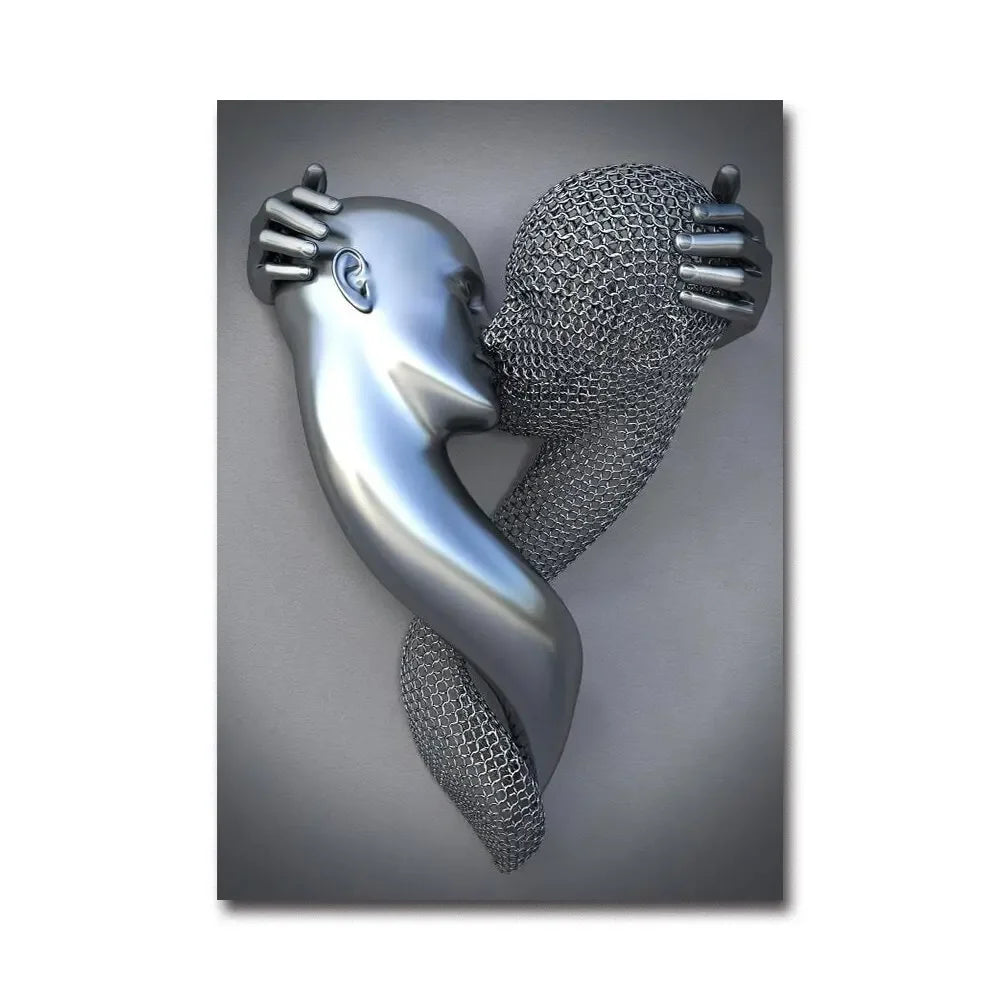 Futuristic Desire – Abstract Metal Robot Canvas