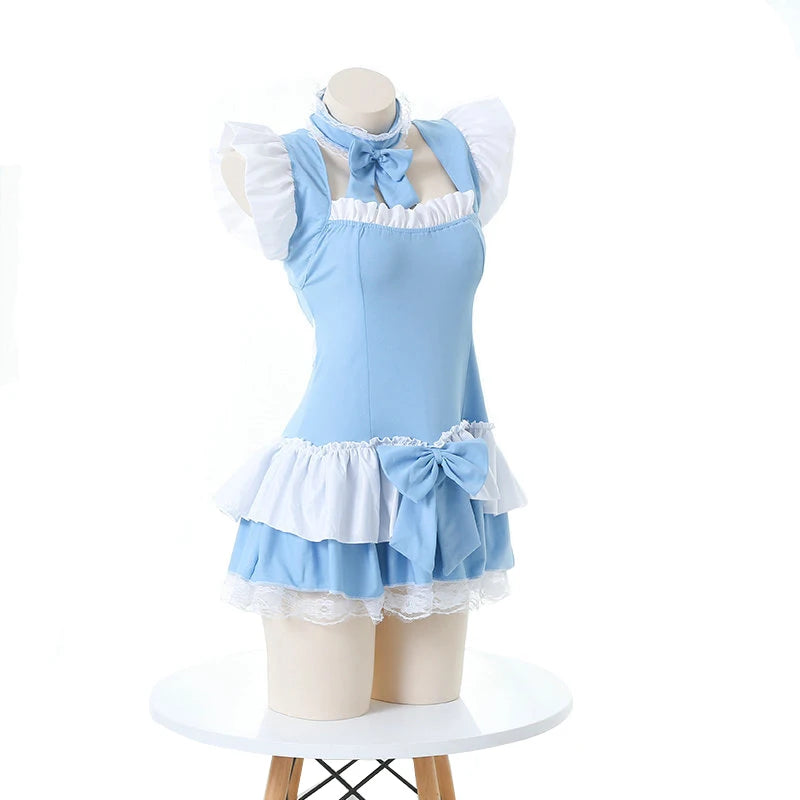 Charming Pink Lolita Maid Costume – Kawaii-Inspired Bodysuit Roleplay Outfit & Lingerie Nightdress for Women