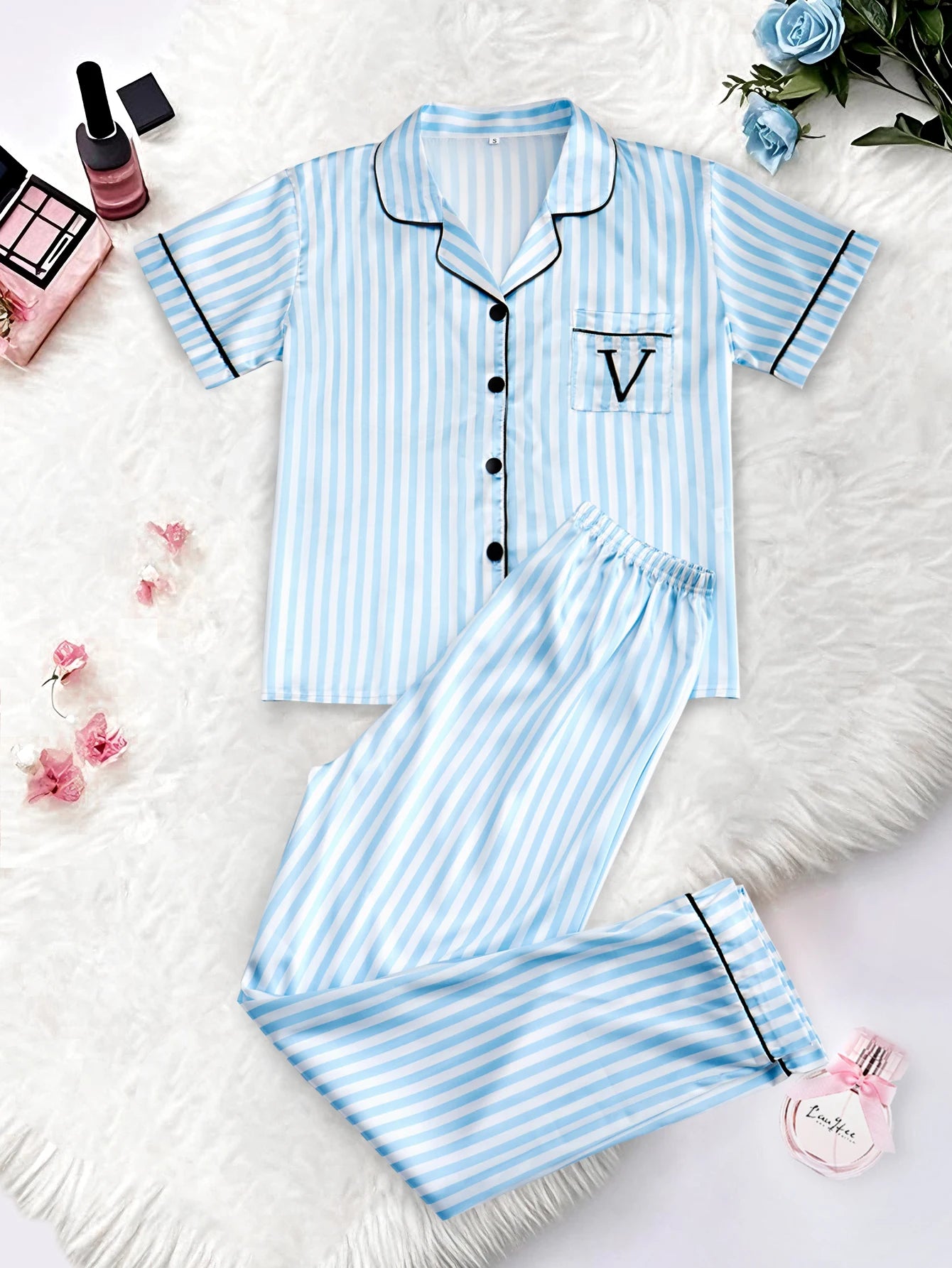 Classic Striped Satin Pajama Set