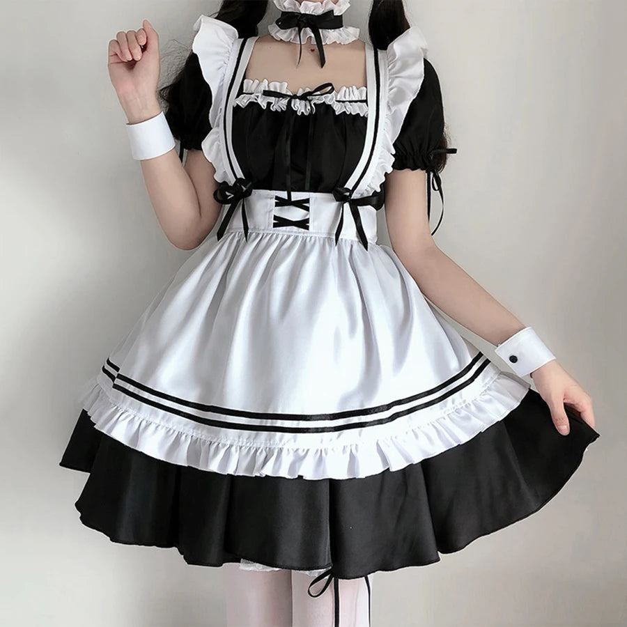 Cute Lolita Maid Costume – Cafe Waitress Cosplay Dress for Women & Girls Roleplay Outfit in Colours