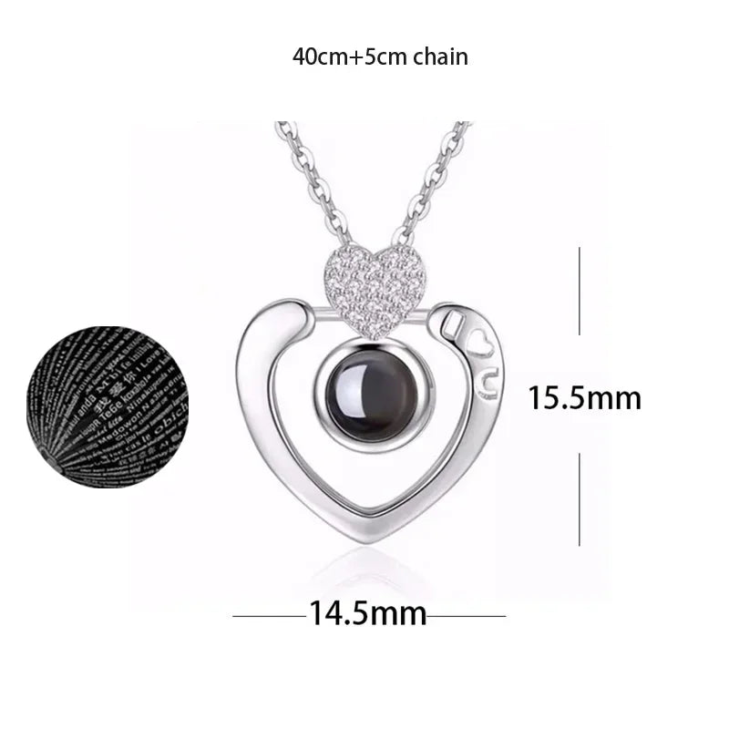 “I Love You in 100 Languages” Heart Pendant Necklace