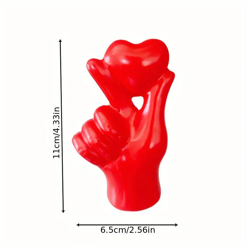 Luxury Heart Hand Gesture Sculpture – Modern Resin Desktop Ornament | Love Finger Art for Home, Office & Shelf Decor