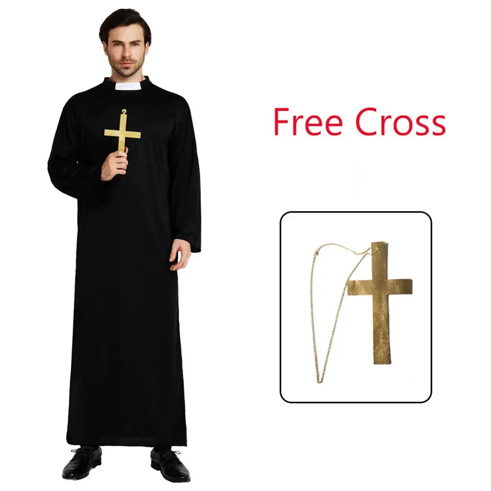 Umorden Adult Priest Costume for Men – Clergyman Outfit with Cross for Religious Men's Roleplay