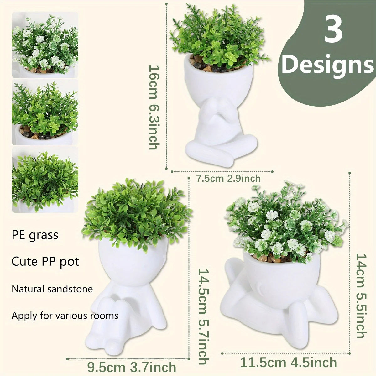 Adorable Eucalyptus Plant in Black & White Character Pot Sexy Boy Girl Pose Mini Planter for Home Decor Present Gift