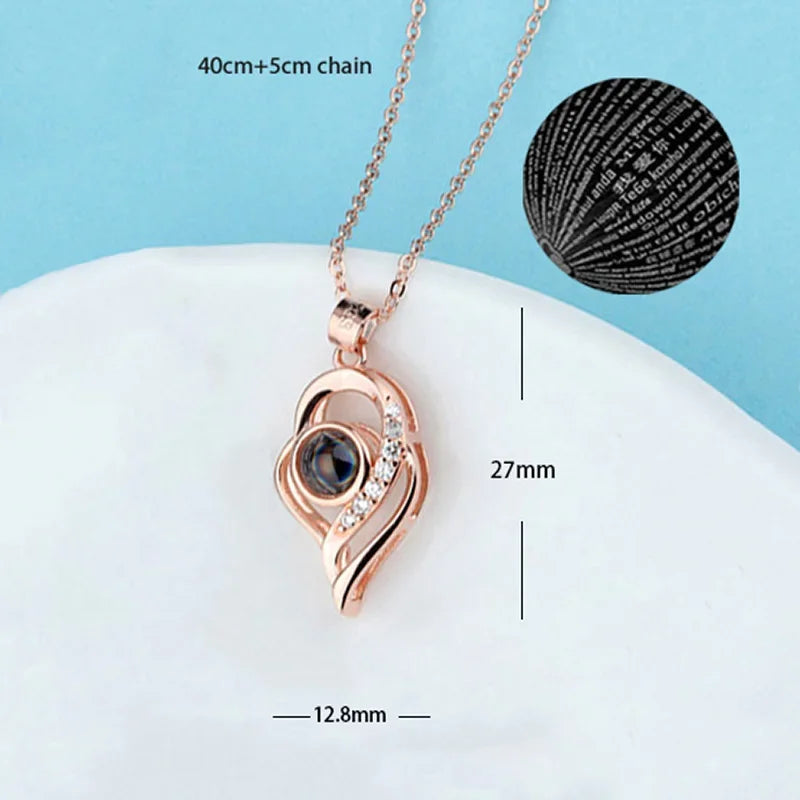 “I Love You in 100 Languages” Heart Pendant Necklace