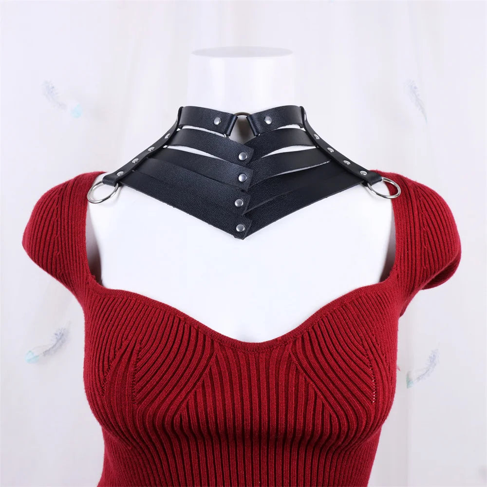 Black Sexy Trendy Rock Gothic Neck Collar Necklaces Jewelry Gothic Leather Belt Rivets Harajuku Punk Choker Necklace for Women Gift