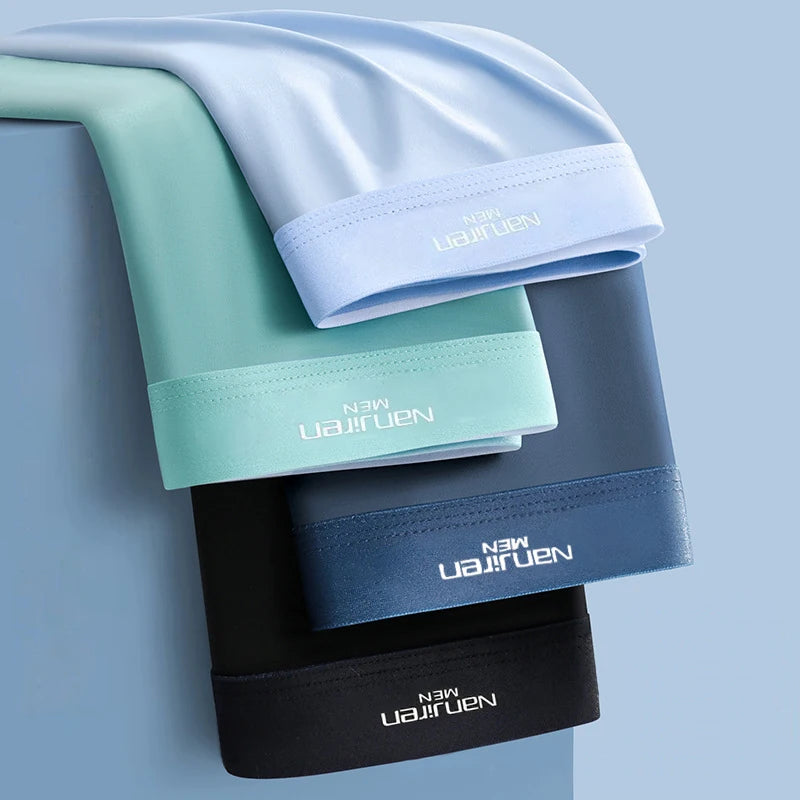 Stay Cool & Sexy – 4PCS Men’s Ice Silk Boxers