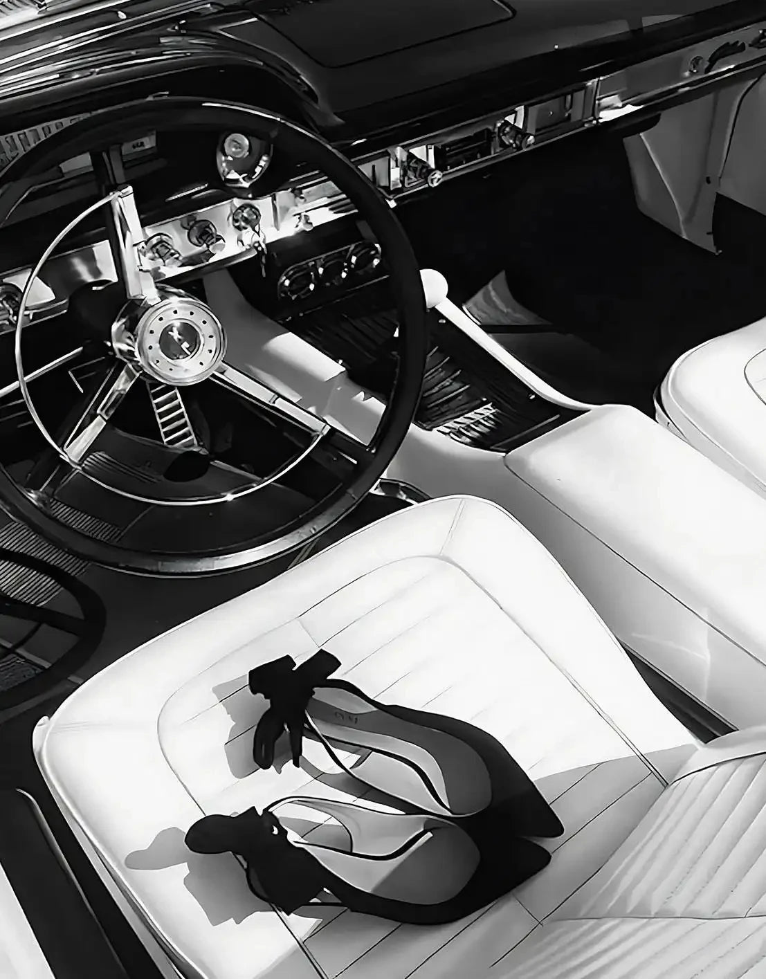 Midnight Glamour – Black & White Heels Art